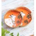 Round Orange Pichwai Tray Set of 2
